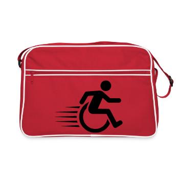 Utilisateur rapide de fauteuil roulant en mouvement # - Sac Retro - rouge/blanc - Devant