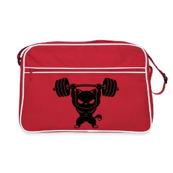 Muscle cat soulève un haltère lourd - Sac Retro - rouge/blanc - Devant