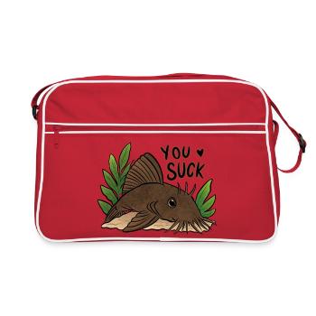 Plecko Meme Du bist schlecht - Retro Tasche - Rot/Weiß - Vorne