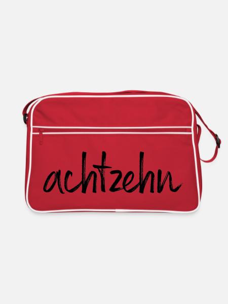 18 achtzehn 18. Geburtstag Geschenk Volljährigkeit - Retro Tasche - Rot/Weiß - Vorne