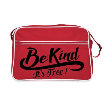 Be Kind It Is Free - Handwritten Positive Message - Retro Bag - red/white - Front