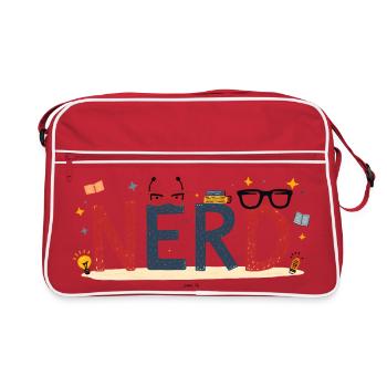Nerd en lettres géantes et lunettes - Sac Retro - rouge/blanc - Devant