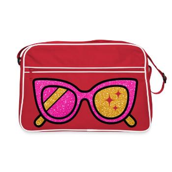 Lunettes de soleil roses scintillantes avec étoiles - Sac Retro - rouge/blanc - Devant
