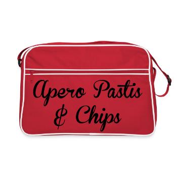 Aperitif Pastis und Pommes – Alkohol - Retro Tasche - Rot/Weiß - Vorne