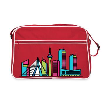Amsterdam City Skyline Canal beherbergt Linienzeichnungen - Retro Tasche - Rot/Weiß - Vorne