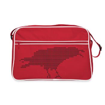 Raven Pixel Dot Silhouette - Retro Bag - red/white - Front