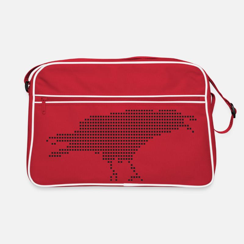 Raven Pixel Dot Silhouette Retro Tasche