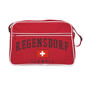 Regensdorf Schweiz Vintage Emblem - Retro Tasche - Rot/Weiß - Vorne