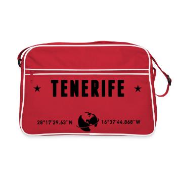 Tenerife Spain Coordinates Gps Globe - Retro Bag - red/white - Front