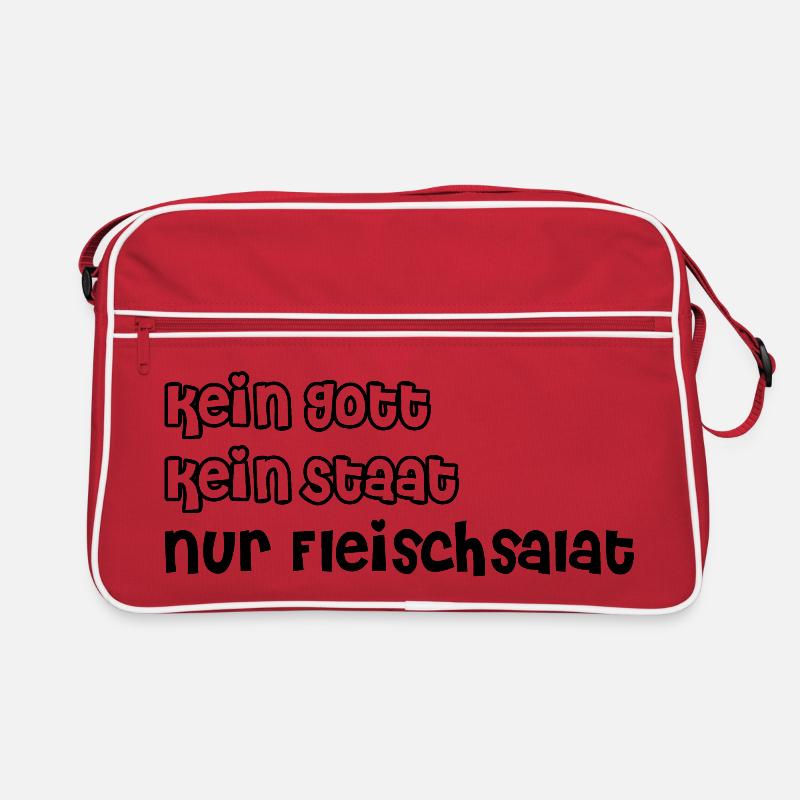 Pas de dieu, pas d’état, juste de la salade de viande - Sac Retro - rouge/blanc