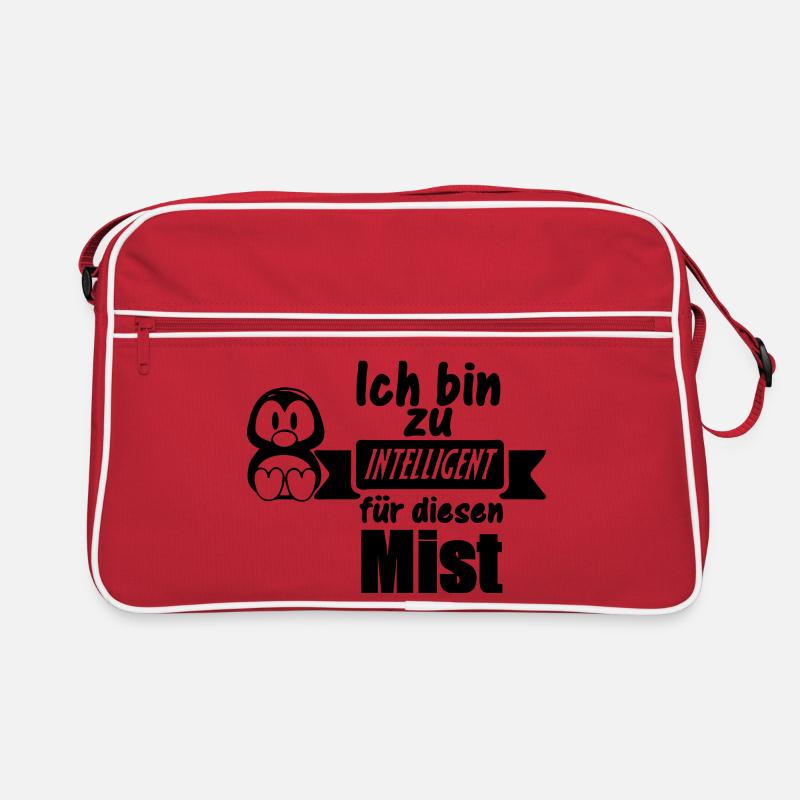 Pinguin Spruch - Zu intelligent Geschenk - Retro Tasche - Rot/Weiß
