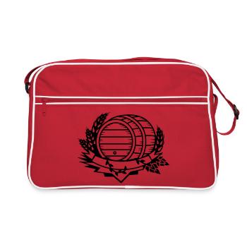 beer barrel with hops and ears of wheat - Retro Bag - red/white - Front