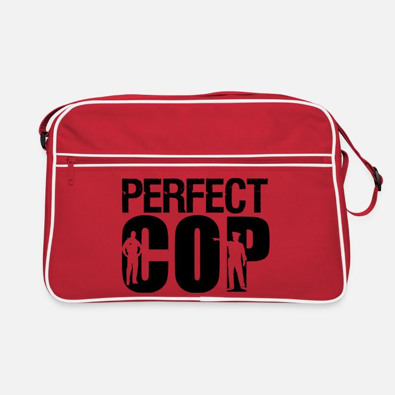 Perfect Cop Polizei Polizist Beruf Spruch Geschenk - Retro Tasche - Rot/Weiß