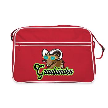 Bouquetin des Grisons avec lunettes de soleil - Sac Retro - rouge/blanc - Devant