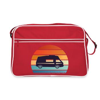 Camper Sunset Silhouette - Retro Bag - red/white - Front