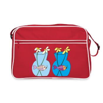 Poisson dans un bocal de 2 - Sac Retro - rouge/blanc - Devant