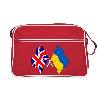 Drapeau de l’Angleterre et drapeau de l’Ukraine - Sac Retro - rouge/blanc - Devant