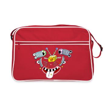Funny picture, naughty clown chick face - Retro Bag - red/white - Front
