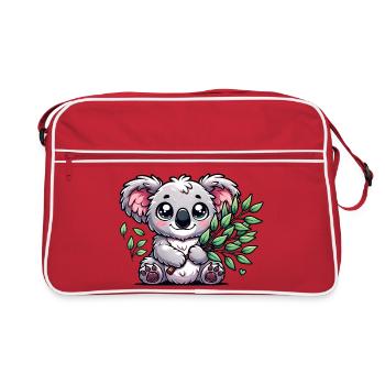 The cute koala with a eucalyptus bouquet - Retro Bag - red/white - Front