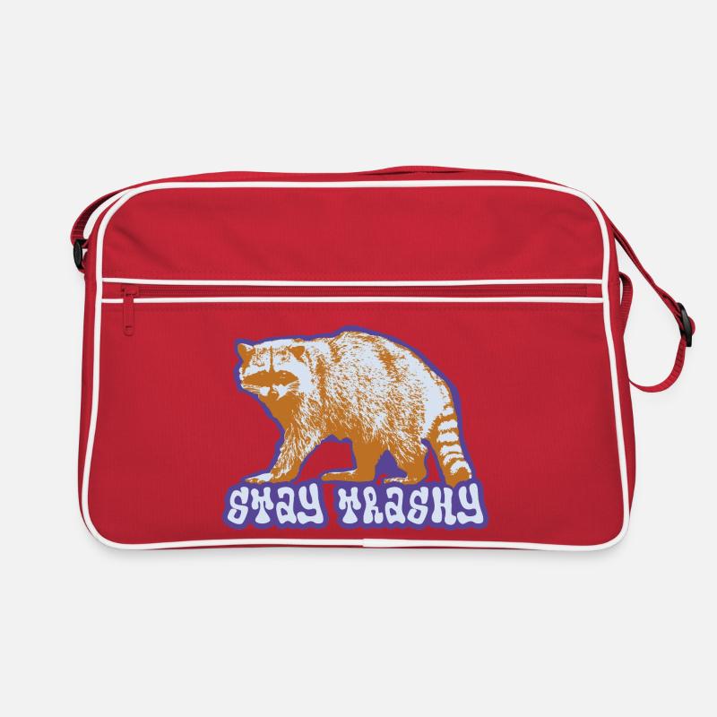 Stay Trashy – Frecher Waschbär - Retro Tasche - Rot/Weiß