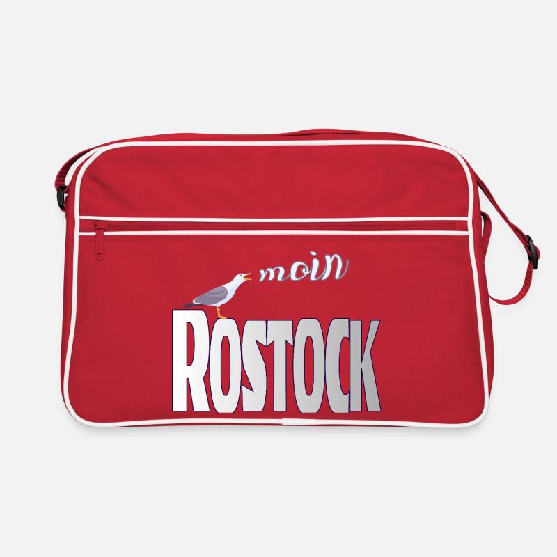 Rostock Möwe & Moin Ostsee - Retro Tasche - Rot/Weiß