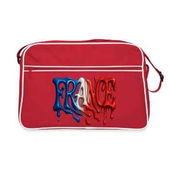 Design de Graffiti Liquide Tricolore FRANCE - Sac Retro - rouge/blanc - Devant