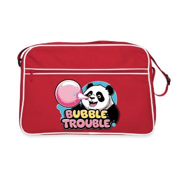 Cute panda with bubble gum - Retro Bag - red/white - Front