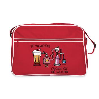Chemie & Party Schüler & Lehrer Verrückte Partys - Retro Tasche - Rot/Weiß - Vorne
