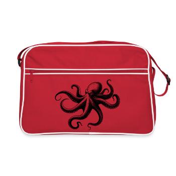 Octopus in Monochrome - Retro Bag - red/white - Front