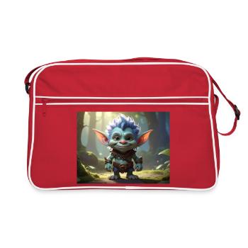 Troll de la forêt bleue dans la forêt de lune - Sac Retro - rouge/blanc - Devant