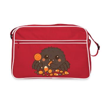 Caramel monster with treats - Retro Bag - red/white - Front