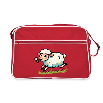Agneau mouton dans le pré - Sac Retro - rouge/blanc - Devant