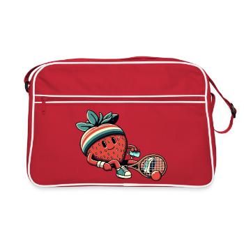 Fraise jouant au tennis avec bandeau rétro - Sac Retro - rouge/blanc - Devant