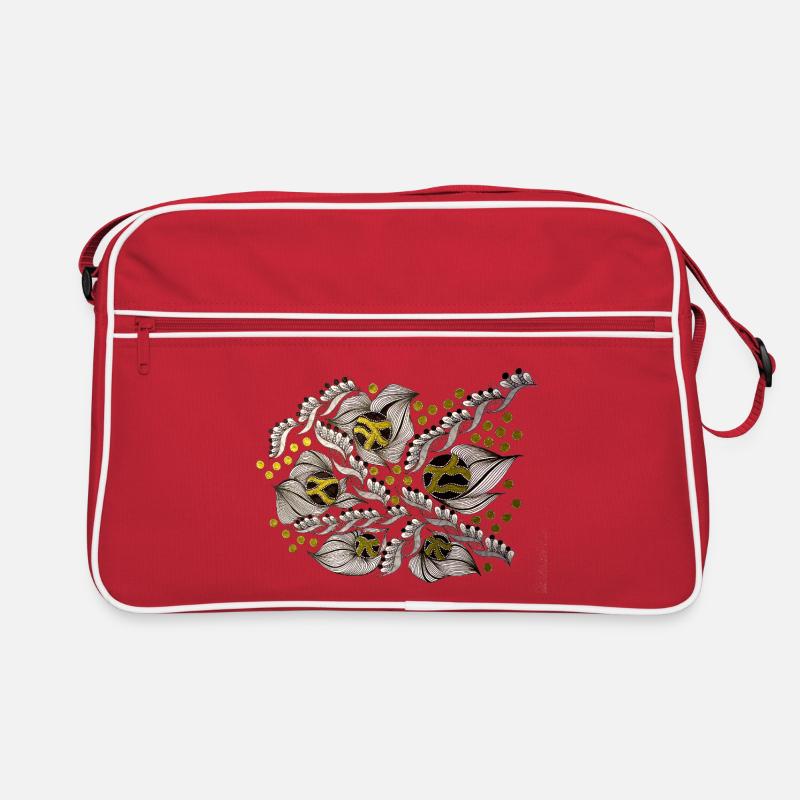 Leaf Lines Pattern with Gold Dots Retro Bag