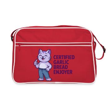 Appréciateur certifié du pain à l’ail - T-shirt Chat drôle - Sac Retro - rouge/blanc - Devant