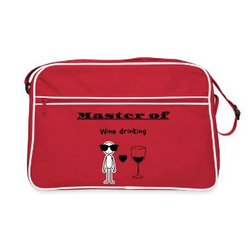Meister des Weintrinkens - Retro Tasche - Rot/Weiß - Vorne