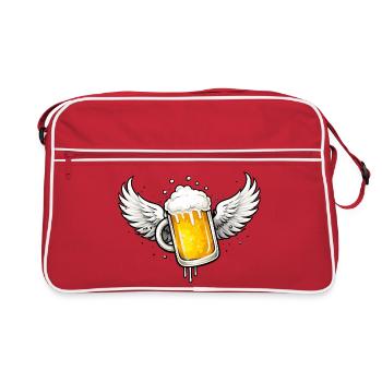 Chope de bière avec des ailes – motif amusant et sympa - Sac Retro - rouge/blanc - Devant