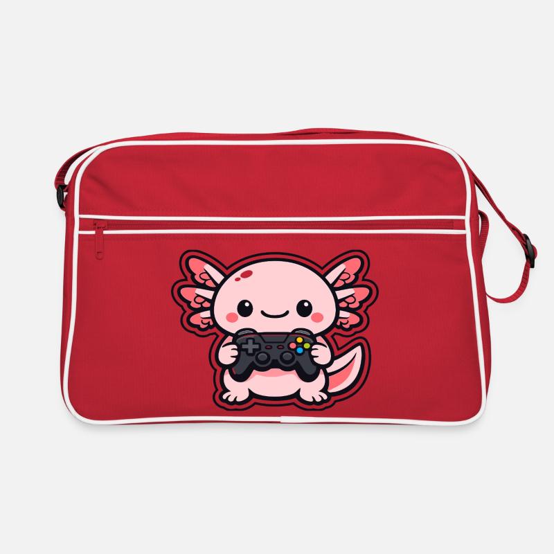Kawaii axolotl mit Controller Retro Tasche