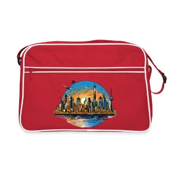 Reflet de la ligne d’horizon du coucher de soleil - Sac Retro - rouge/blanc - Devant