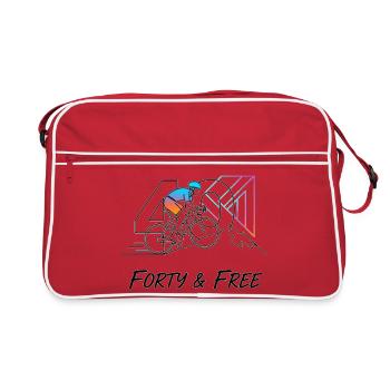 Forty & Free Cycling 40th Birthday Art - Retro Bag - red/white - Front