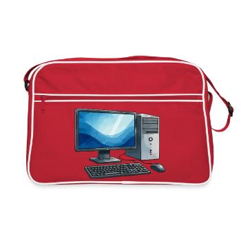 Retro PC Workstation Illustration - Retro Bag - red/white - Front