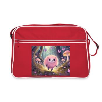 Chaton de la forêt duveteuse dans la forêt des fées - Sac Retro - rouge/blanc - Devant