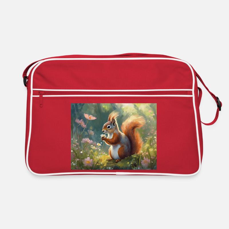 Squirrels in the flower garden Retro Bag