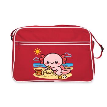 Kawaii beach octopus building a sandbox - Retro Bag - red/white - Front