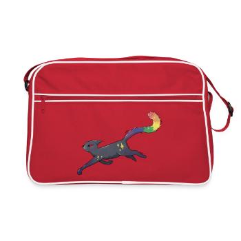 Katze mit Sternen und Pride Flagge - Retro Tasche - Rot/Weiß - Vorne