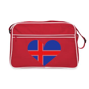 Isländische herzförmige Flagge - Retro Tasche - Rot/Weiß - Vorne