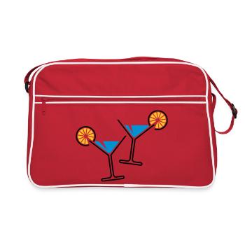 2 cocktail glasses (light blue) - Retro Bag - red/white - Front