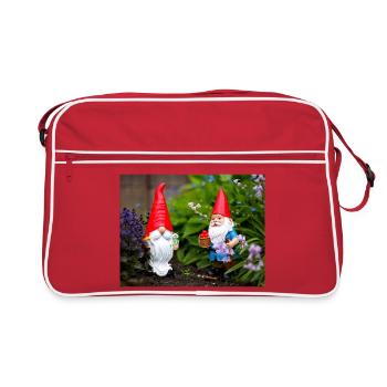 Garden Gnome Red Cap Scene - Retro Bag - red/white - Front