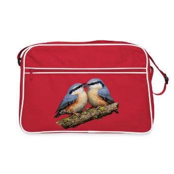 Deux sittelles sur la branche - Sac Retro - rouge/blanc - Devant