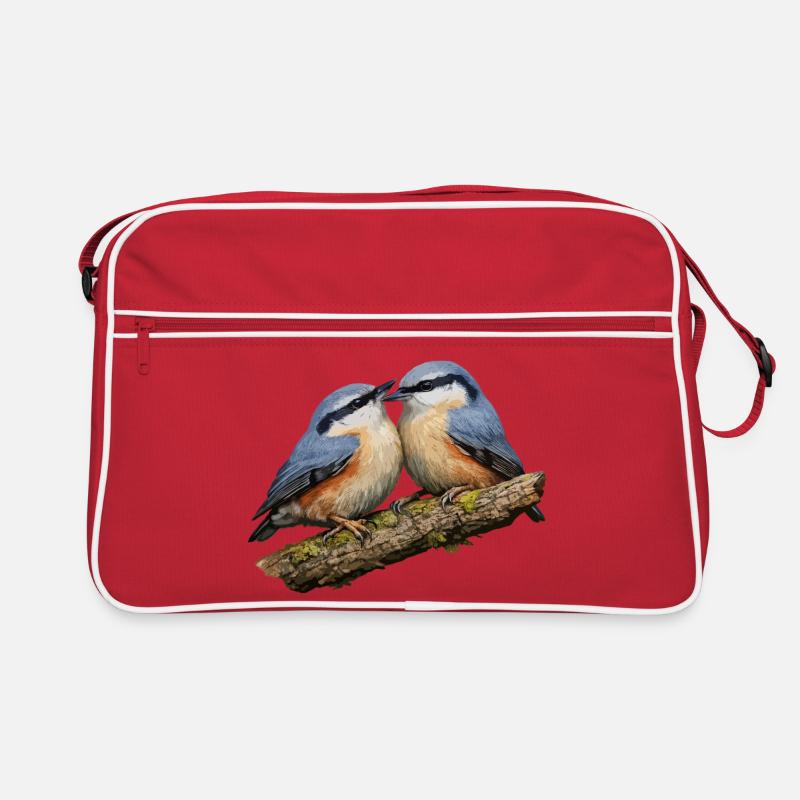 Two Nuthatches on Branch Retro Bag